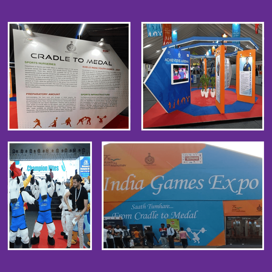 Sports exhibitions: India Games Expo, Cradle to Medal, Champion Nites, Achievers Arena
